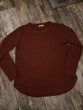 Pink Clover Textured Crewneck Sweater - Rust